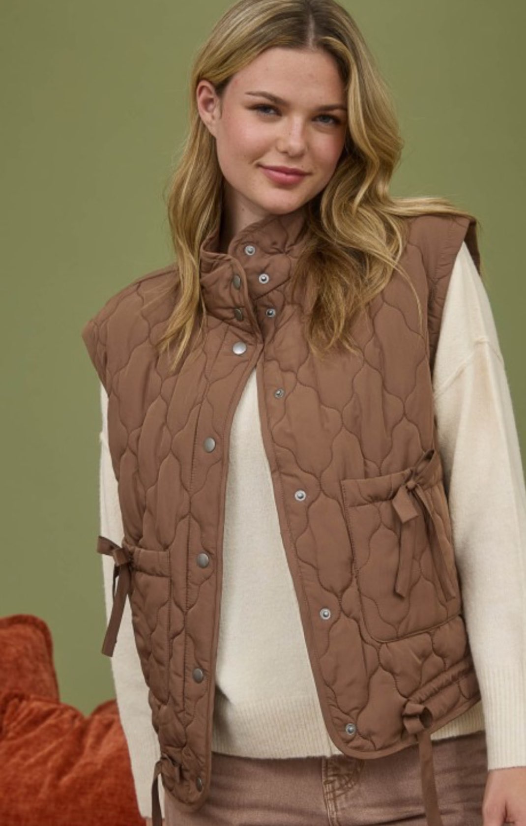 Tie Detail Quilted Vest