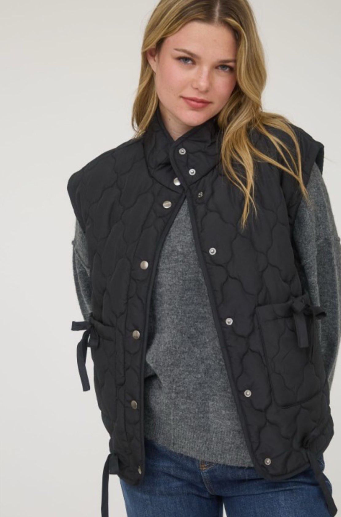 Tie Detail Quilted Vest