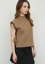Contrast Stitch Side Tie Sweater