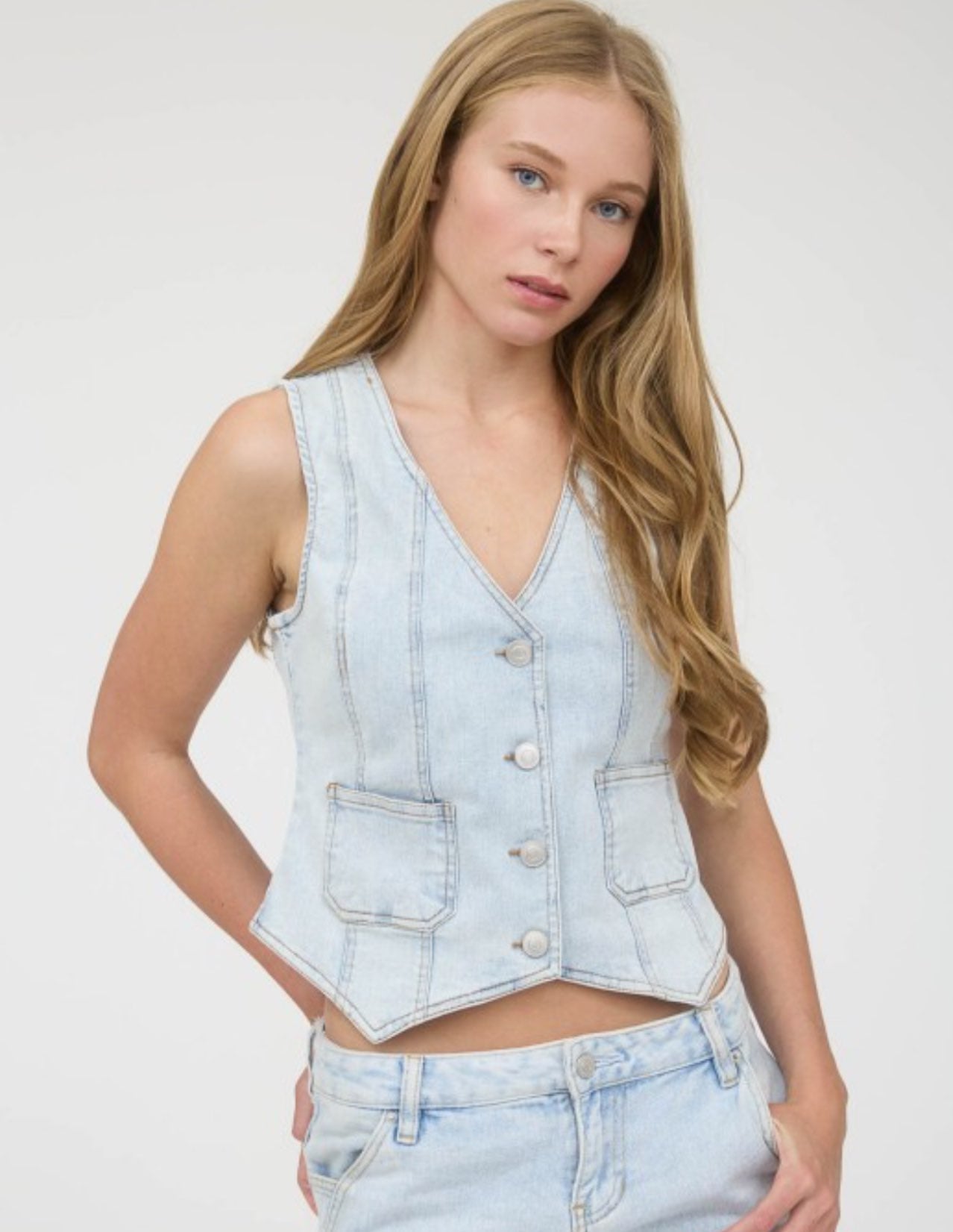 V-Neck Denim Vest