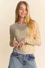 Ribbon Embroidered Mesh Top