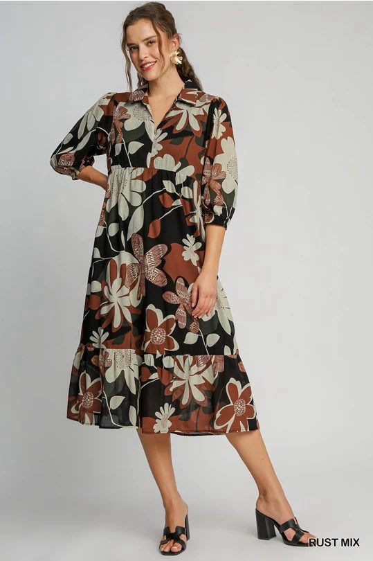 Floral Abstract Print Dress