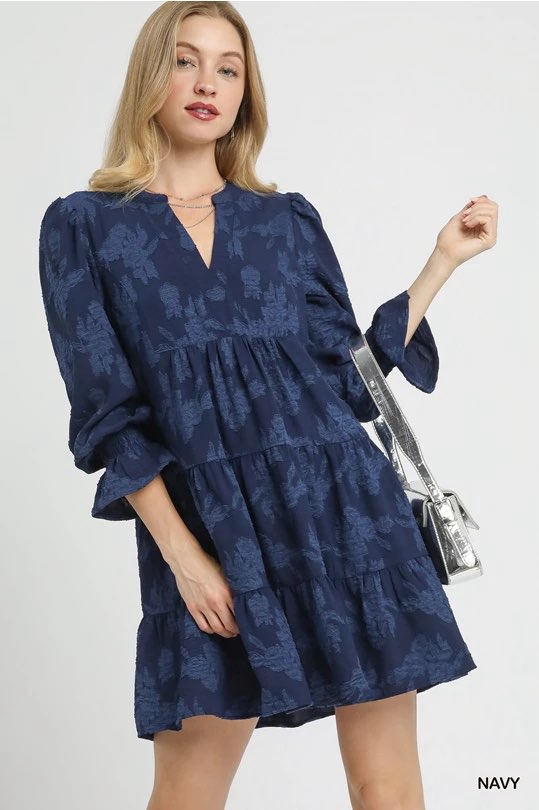 Jacquard Tiered Babydoll Dress