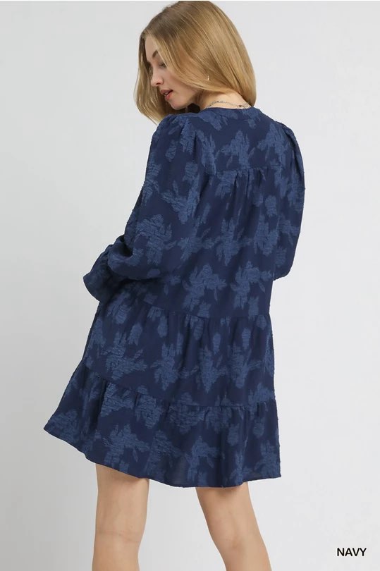 Jacquard Tiered Babydoll Dress