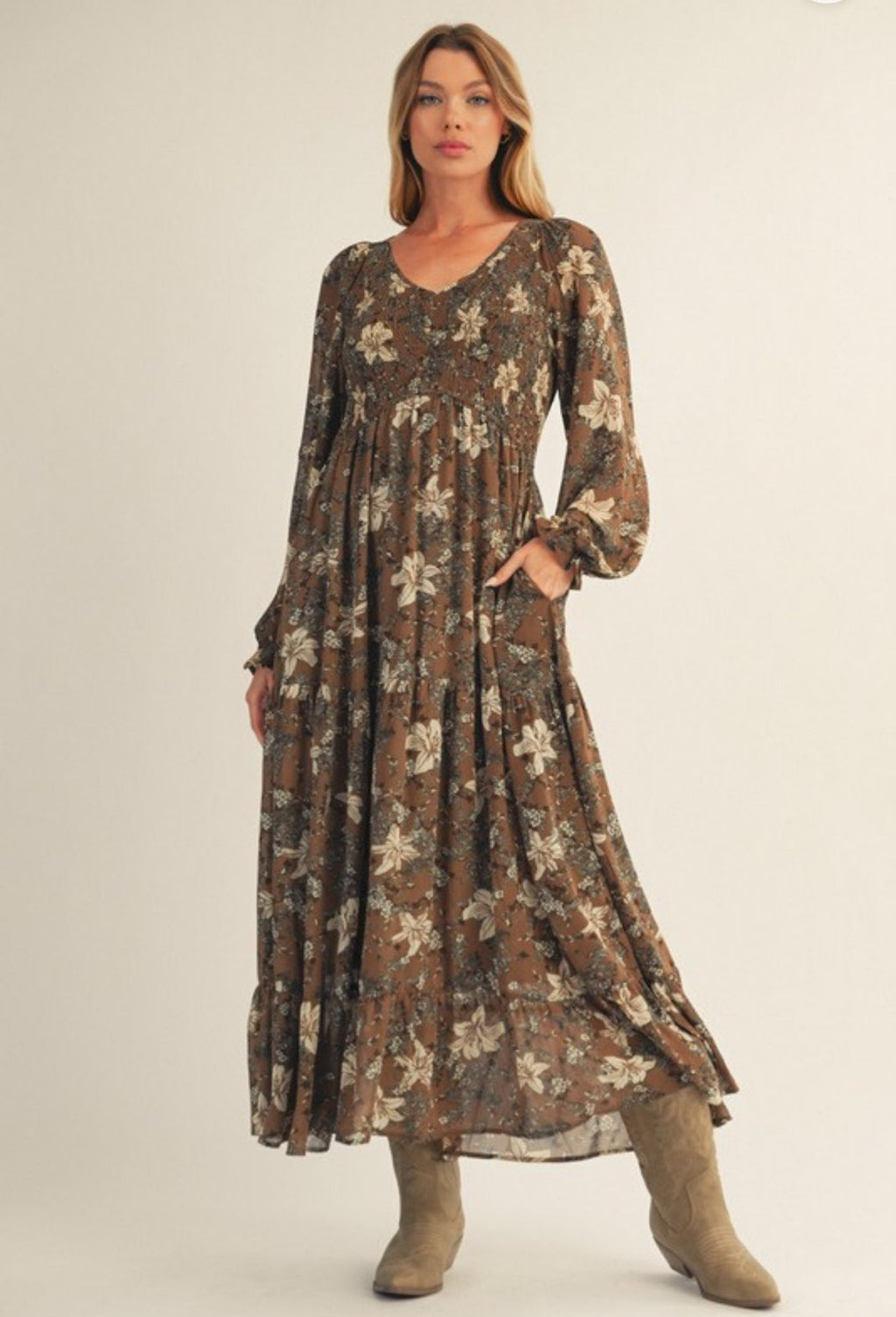 Smocked Floral Dress