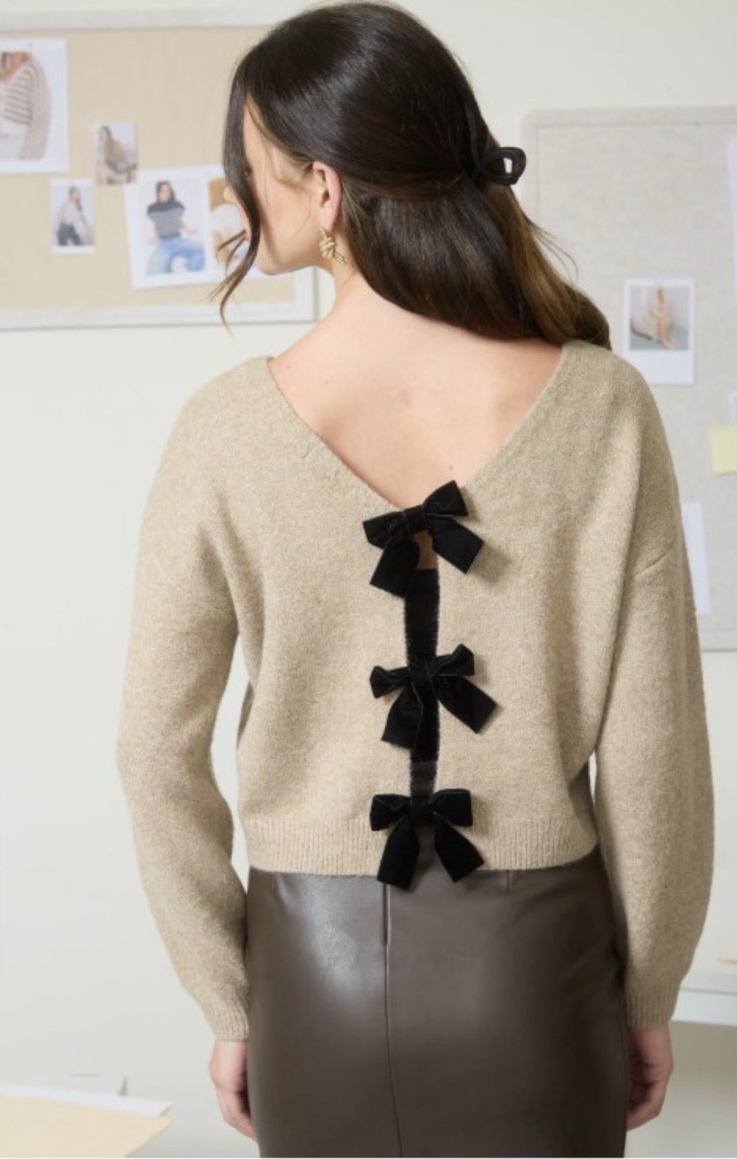 Back Velvet Bow Sweater