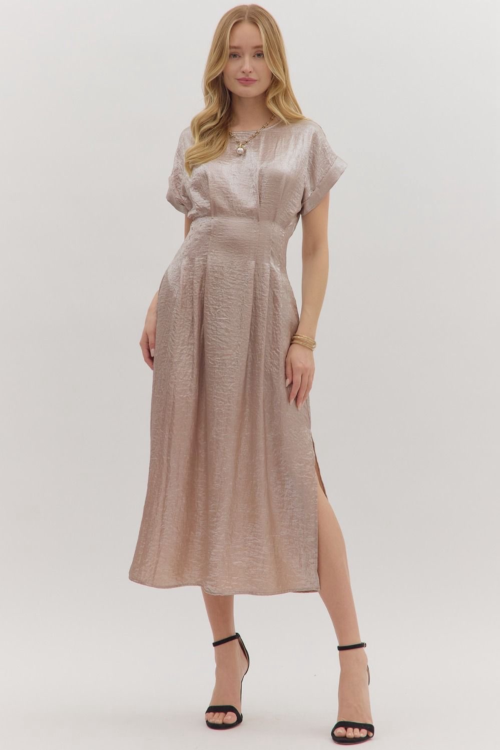 Cuff Sleeve Midi Dress
