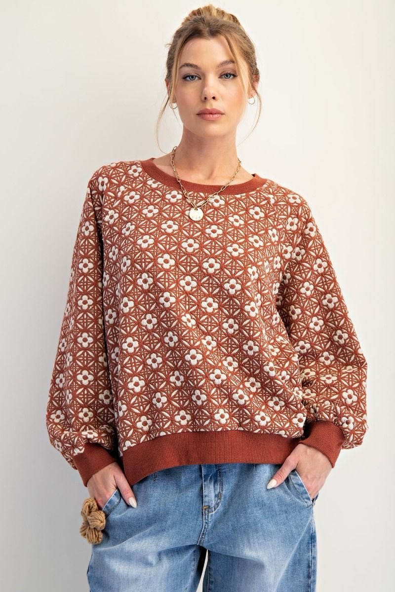 Floral Jacquard Knit Top