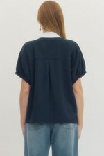 Contrast Trim Neck Top