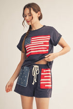 Flag Patched Top & Shorts