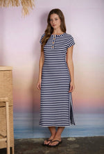Striped Henley Midi Dress