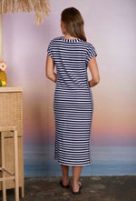 Striped Henley Midi Dress