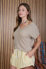 Short Sleeve Textured Top