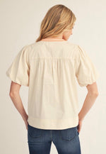 Puff Sleeve Embroidered Blouse