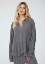 Crinkle Long Sleeve Button Down