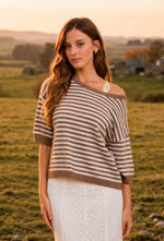 Striped Short Sleeve Sweater