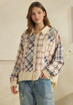 Washed Plaid Mix Top