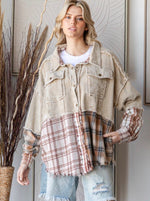 Plaid & Denim Colorblock Shacket