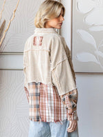 Plaid & Denim Colorblock Shacket