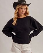 Boat Neck Ribbed Sweater