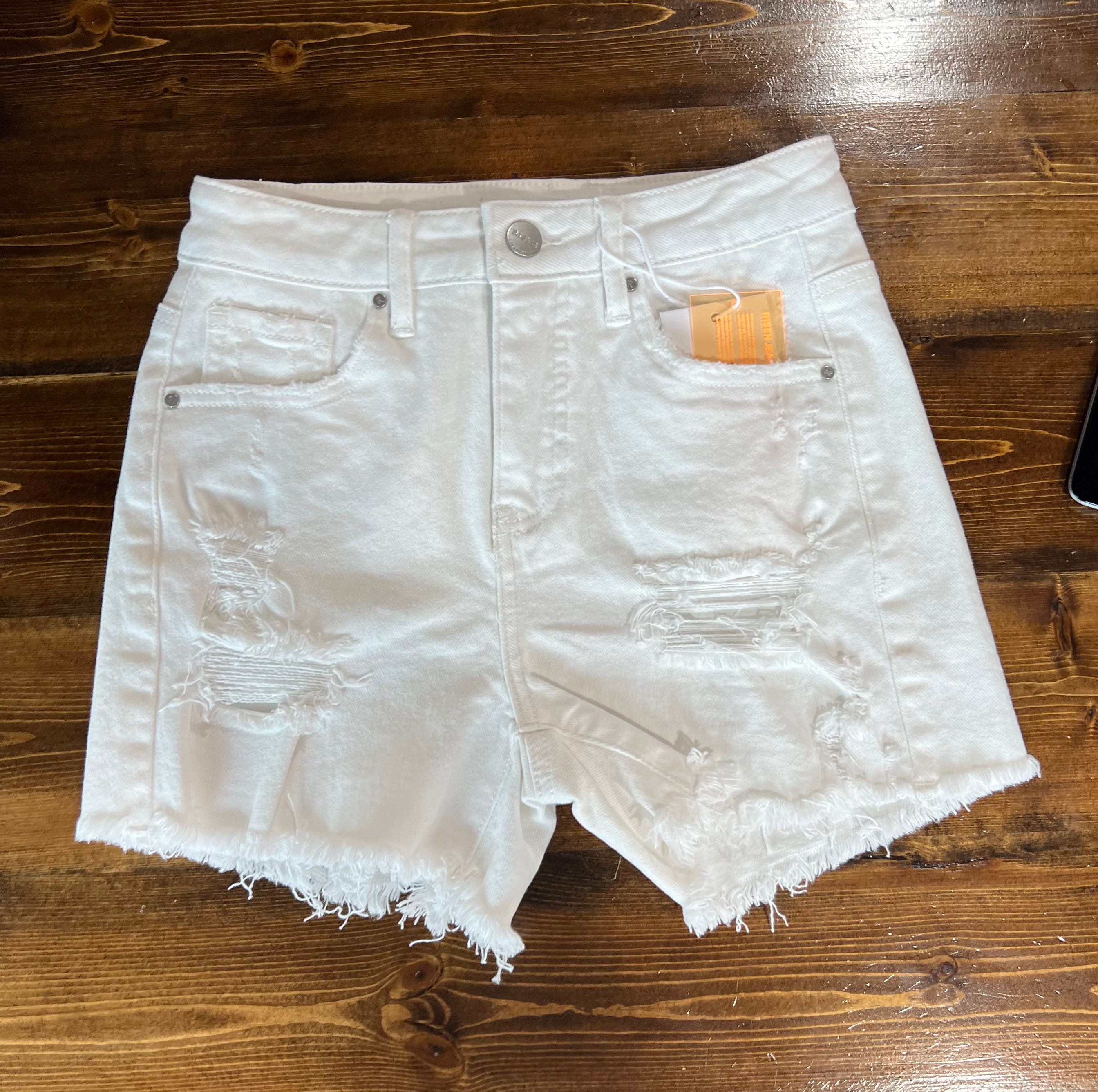 White Distressed Shorts
