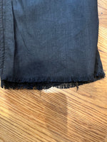 Linen Pants w/Elastic Waist & Frayed Hem