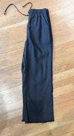 Linen Pants w/Elastic Waist & Frayed Hem
