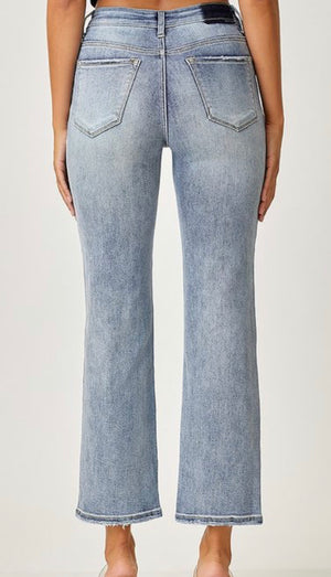 High-Rise Crossover Straight Jeans